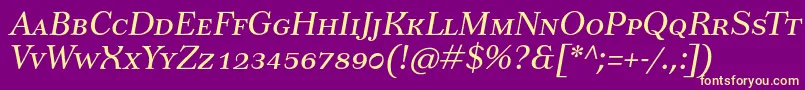 Fonte TusarscItalic – fontes amarelas em um fundo roxo