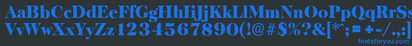 BaskervilleserialBlackRegular-Schriftart – Blaue Schriften auf schwarzem Hintergrund