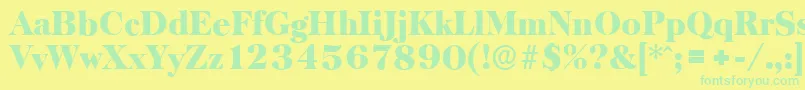 BaskervilleserialBlackRegular-Schriftart – Grüne Schriften auf gelbem Hintergrund