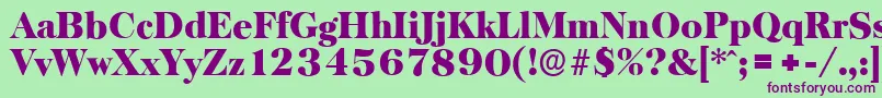 BaskervilleserialBlackRegular-fontti – violetit fontit vihreällä taustalla