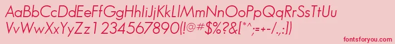 Fonte BouganBookSsiBookItalic – fontes vermelhas em um fundo rosa