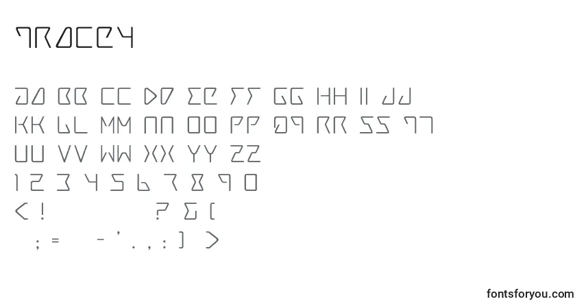 Trace4-fontti – aakkoset, numerot, erikoismerkit