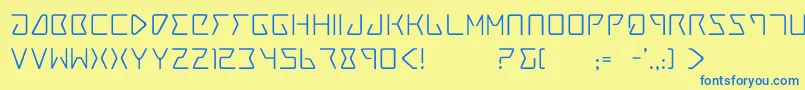 フォントTrace4 – 青い文字が黄色の背景にあります。