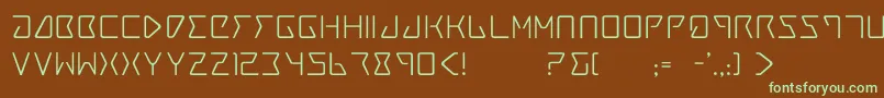 フォントTrace4 – 緑色の文字が茶色の背景にあります。