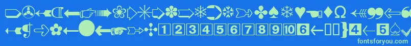 DatasymddbNormal Font – Green Fonts on Blue Background