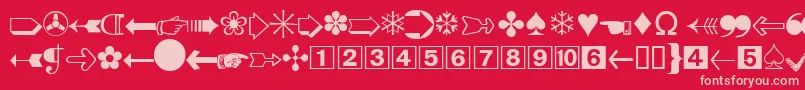 フォントDatasymddbNormal – 赤い背景にピンクのフォント