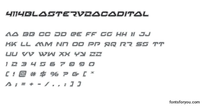Czcionka 4114blasterv2acadital – alfabet, cyfry, specjalne znaki