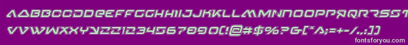 4114blasterv2acadital Font – Green Fonts on Purple Background