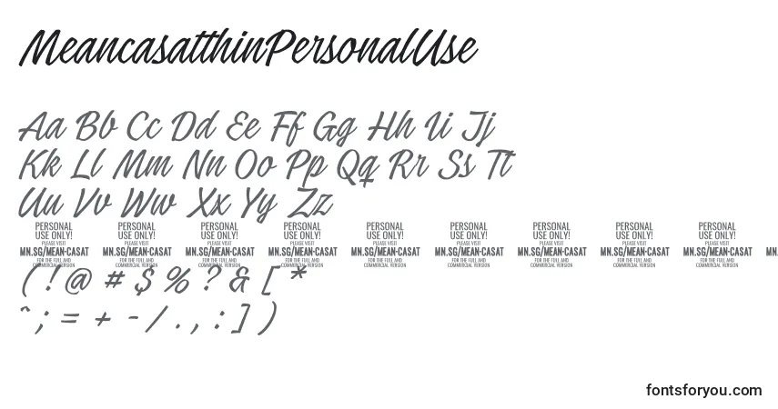 Schriftart MeancasatthinPersonalUse – Alphabet, Zahlen, spezielle Symbole