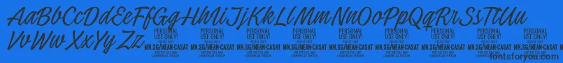 MeancasatthinPersonalUse Font – Black Fonts on Blue Background