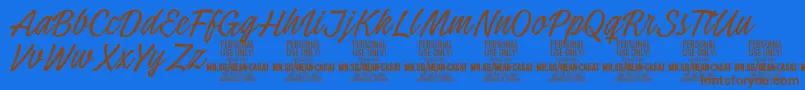 MeancasatthinPersonalUse Font – Brown Fonts on Blue Background