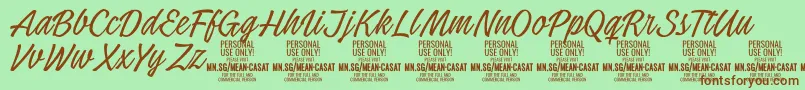 MeancasatthinPersonalUse Font – Brown Fonts on Green Background