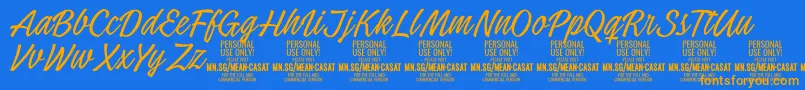 MeancasatthinPersonalUse Font – Orange Fonts on Blue Background