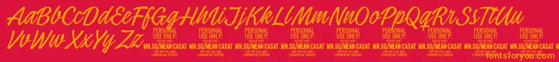 MeancasatthinPersonalUse Font – Orange Fonts on Red Background