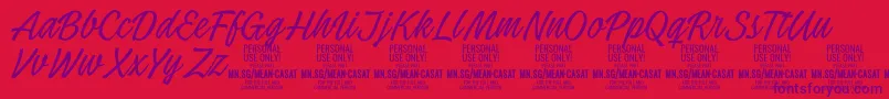 フォントMeancasatthinPersonalUse – 赤い背景に紫のフォント
