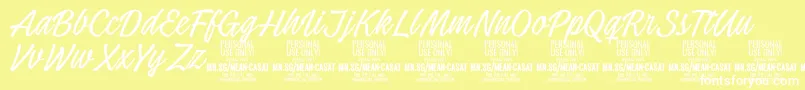 MeancasatthinPersonalUse Font – White Fonts on Yellow Background