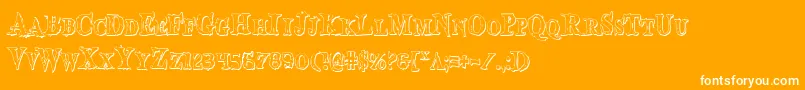 Bloodcrowsc-Schriftart – Weiße Schriften auf orangefarbenem Hintergrund