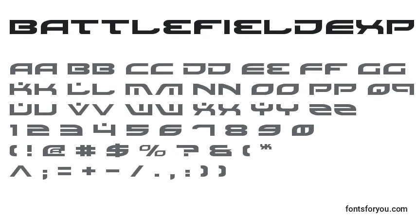 A fonte BattlefieldExpanded – alfabeto, números, caracteres especiais