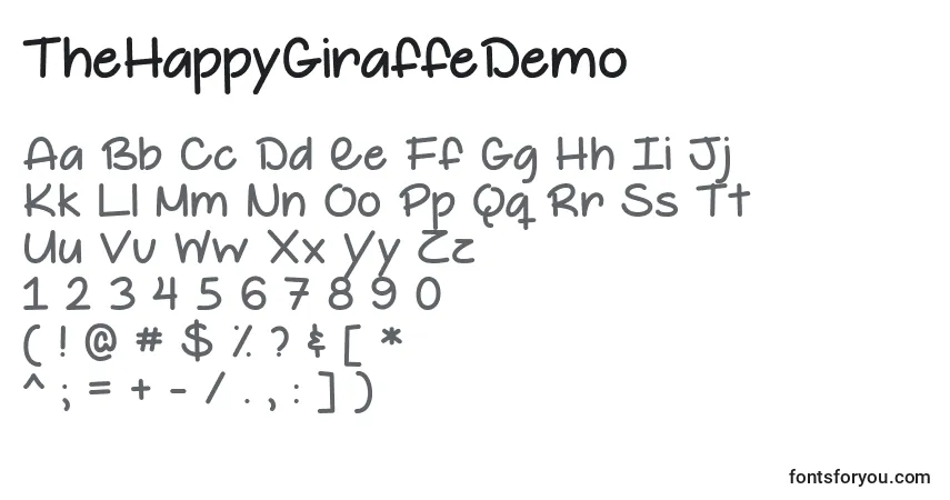 Czcionka TheHappyGiraffeDemo – alfabet, cyfry, specjalne znaki