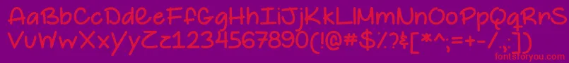 Czcionka TheHappyGiraffeDemo – czerwone czcionki na fioletowym tle