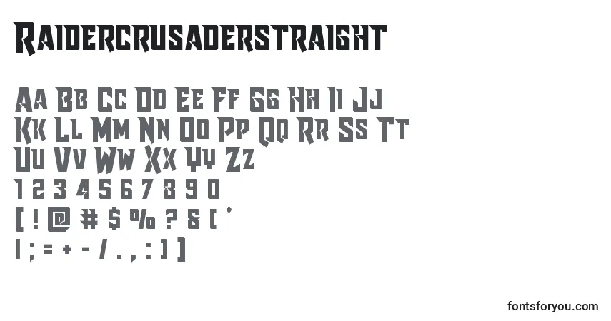 Schriftart Raidercrusaderstraight – Alphabet, Zahlen, spezielle Symbole