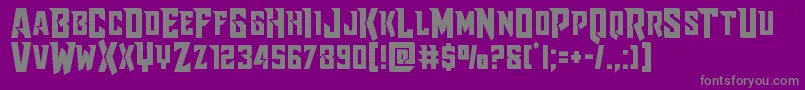 Raidercrusaderstraight-fontti – harmaat kirjasimet violetilla taustalla