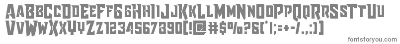 Raidercrusaderstraight-fontti – harmaat kirjasimet valkoisella taustalla