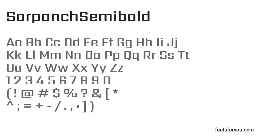Fuente SarpanchSemibold - alfabeto, números, caracteres especiales
