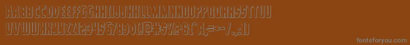 Prowler3D-fontti – harmaat kirjasimet ruskealla taustalla