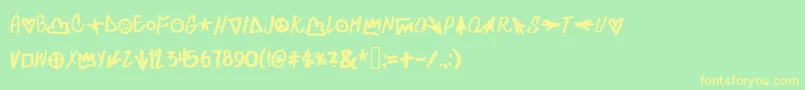 Skylarkingフォントについての詳細 フォントSkylarking – 黄色の文字が緑の背景にあります