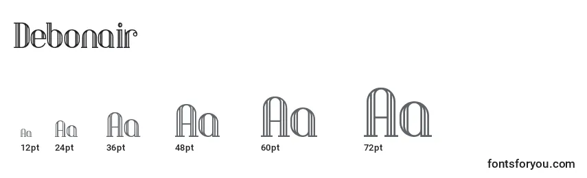 Debonair Font Sizes