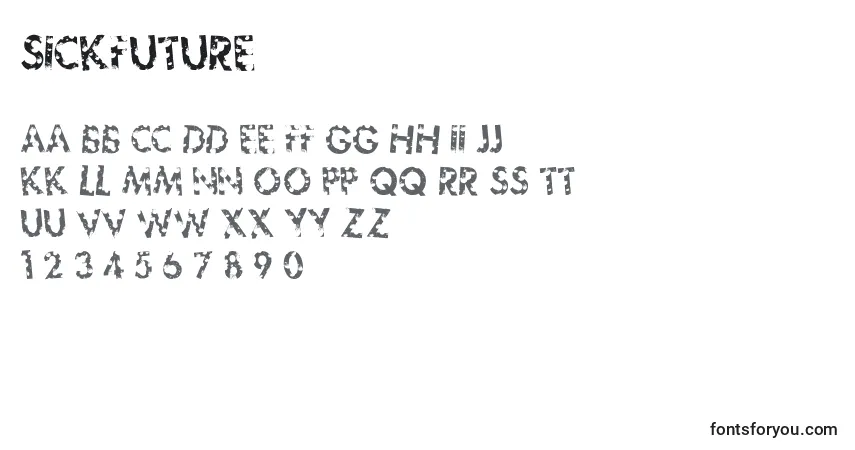 Czcionka Sickfuture – alfabet, cyfry, specjalne znaki