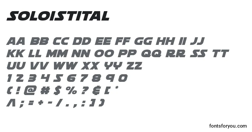 Schriftart Soloistital – Alphabet, Zahlen, spezielle Symbole