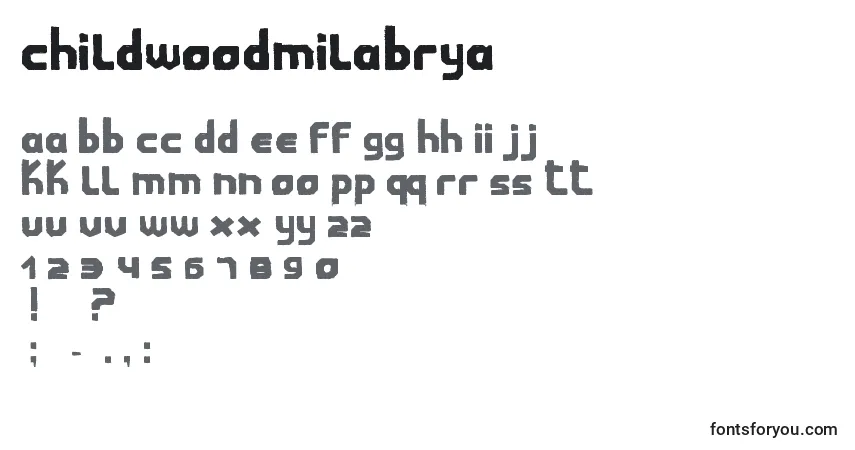 ChildwoodMilabryaフォント–アルファベット、数字、特殊文字