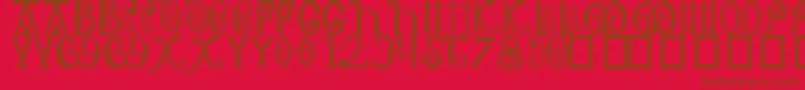AngloSaxon8thC.-Schriftart – Braune Schriften auf rotem Hintergrund