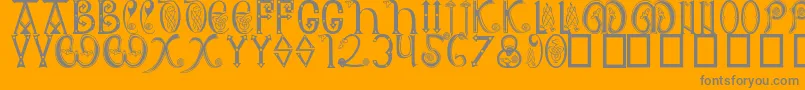 AngloSaxon8thC.-Schriftart – Graue Schriften auf orangefarbenem Hintergrund