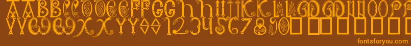 AngloSaxon8thC.-Schriftart – Orangefarbene Schriften auf braunem Hintergrund