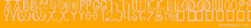 AngloSaxon8thC.-Schriftart – Rosa Schriften auf orangefarbenem Hintergrund