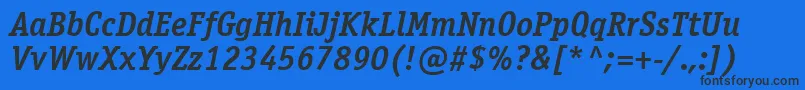 OfficinaserifcttBolditalic Font – Black Fonts on Blue Background