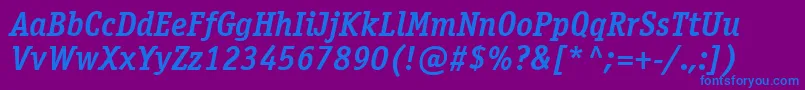 フォントOfficinaserifcttBolditalic – 紫色の背景に青い文字