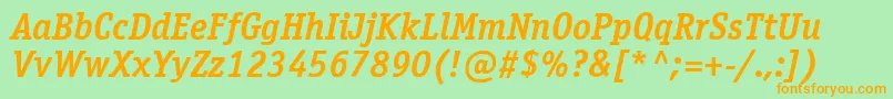 OfficinaserifcttBolditalic Font – Orange Fonts on Green Background