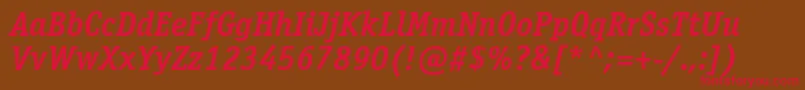 OfficinaserifcttBolditalic Font – Red Fonts on Brown Background