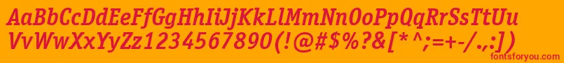 フォントOfficinaserifcttBolditalic – オレンジの背景に赤い文字