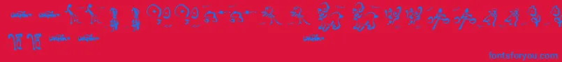 Weitere Informationen zur CartoonsAbstract-Schriftart CartoonsAbstract-Schriftart – Blaue Schriften auf rotem Hintergrund