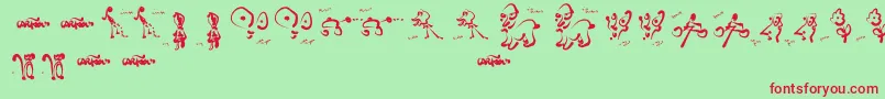 CartoonsAbstract Font – Red Fonts on Green Background