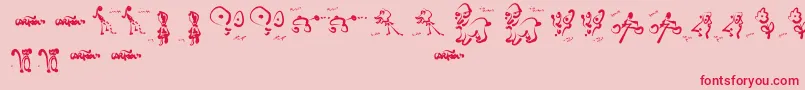 CartoonsAbstract-Schriftart – Rote Schriften auf rosa Hintergrund