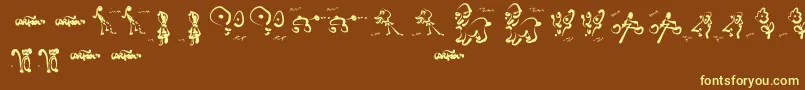 CartoonsAbstract-Schriftart – Gelbe Schriften auf braunem Hintergrund