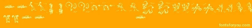 CartoonsAbstract-Schriftart – Gelbe Schriften auf orangefarbenem Hintergrund