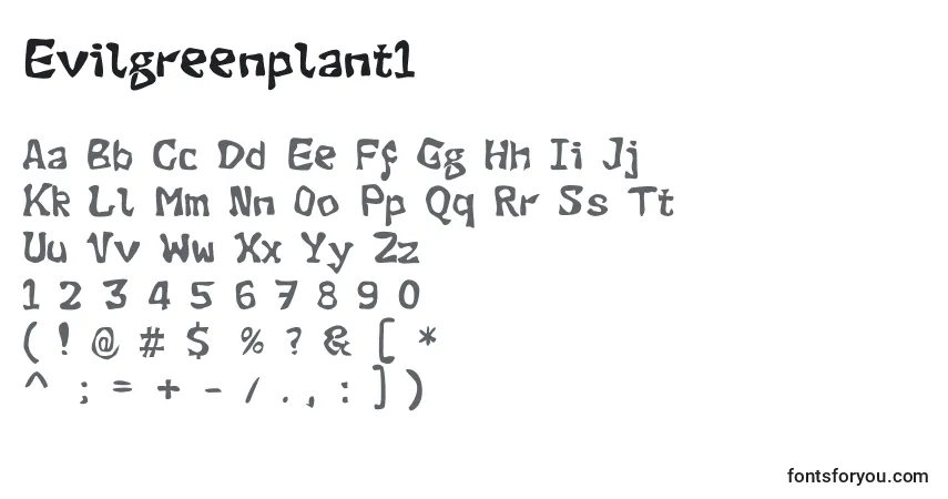 Schriftart Evilgreenplant1 – Alphabet, Zahlen, spezielle Symbole