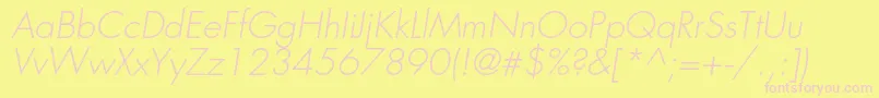 FavoritlightcItalic-fontti – vaaleanpunaiset fontit keltaisella taustalla